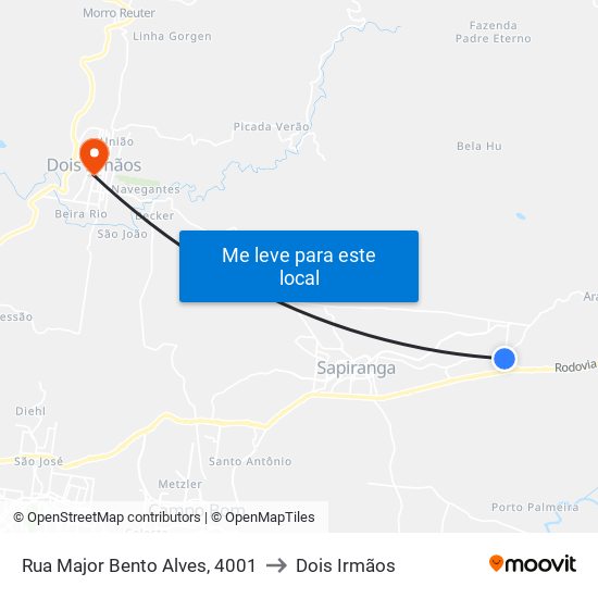 Rua Major Bento Alves, 4001 to Dois Irmãos map