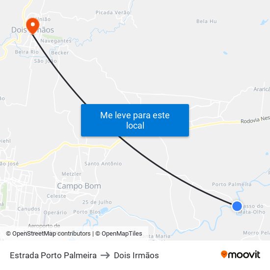 Estrada Porto Palmeira to Dois Irmãos map