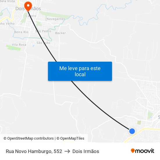 Rua Novo Hamburgo, 552 to Dois Irmãos map