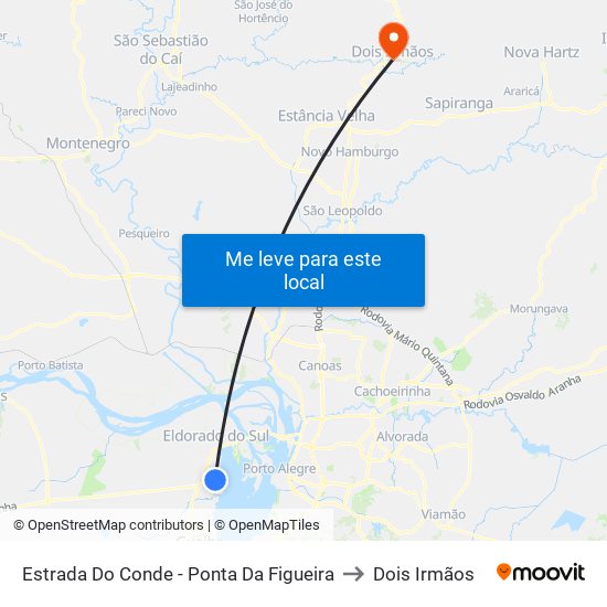 Estrada Do Conde - Ponta Da Figueira to Dois Irmãos map