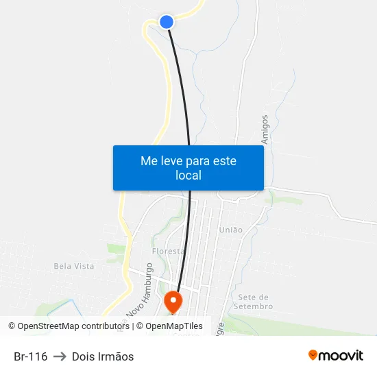 Br-116 to Dois Irmãos map