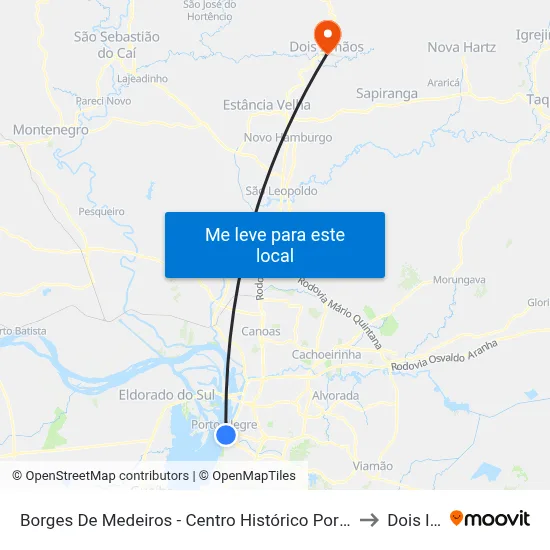 Borges De Medeiros - Centro Histórico Porto Alegre - Rs 90050-240 Brasil to Dois Irmãos map
