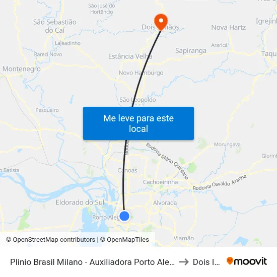 Plinio Brasil Milano - Auxiliadora Porto Alegre - Rs 90450-080 Brasil to Dois Irmãos map