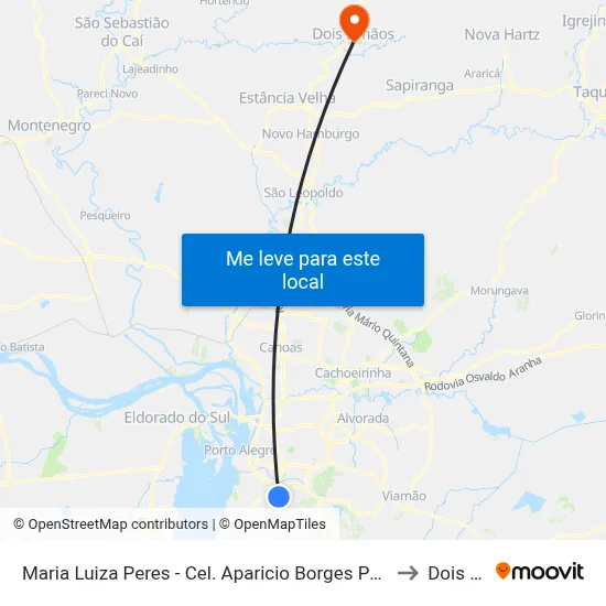 Maria Luiza Peres - Cel. Aparicio Borges Porto Alegre - Rs 91510-360 Brasil to Dois Irmãos map