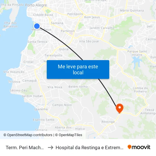 Term. Peri Machado to Hospital da Restinga e Extremo-Sul map