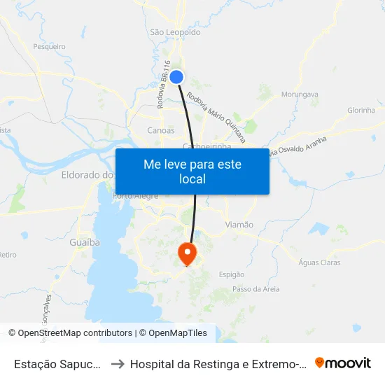 Estação Sapucaia to Hospital da Restinga e Extremo-Sul map