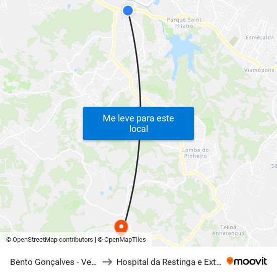 Bento Gonçalves - Veterinária to Hospital da Restinga e Extremo-Sul map