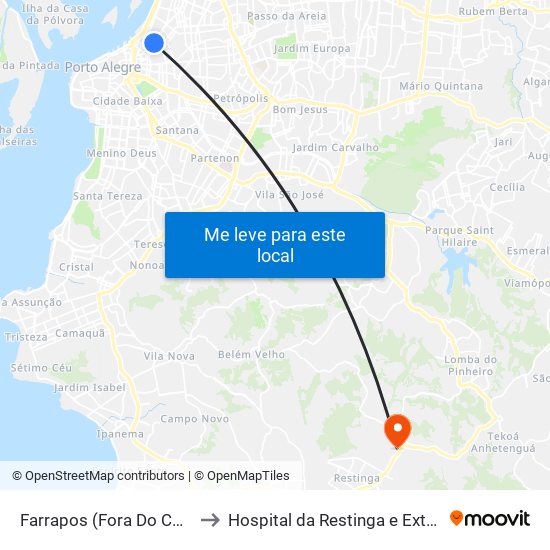 Farrapos (Fora Do Corredor) to Hospital da Restinga e Extremo-Sul map