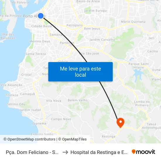 Pça. Dom Feliciano - Santa Casa to Hospital da Restinga e Extremo-Sul map