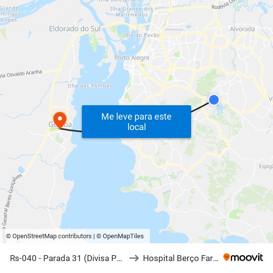 Rs-040 - Parada 31 (Divisa Porto Alegre) to Hospital Berço Farroupilha map