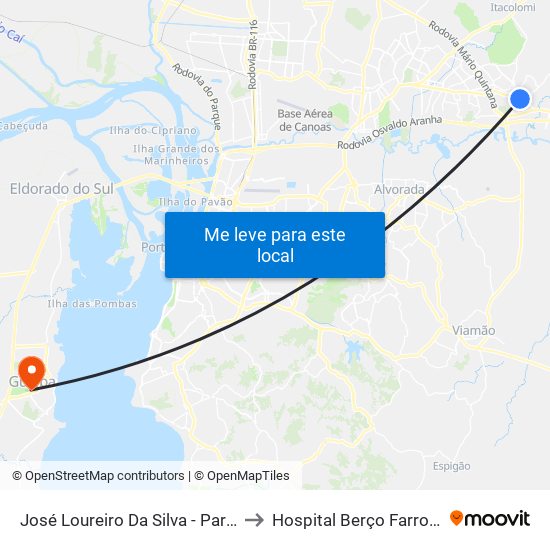 José Loureiro Da Silva - Parada 81 to Hospital Berço Farroupilha map