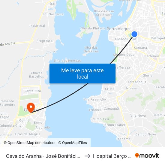 Osvaldo Aranha - José Bonifácio (Fora Do Corredor) to Hospital Berço Farroupilha map