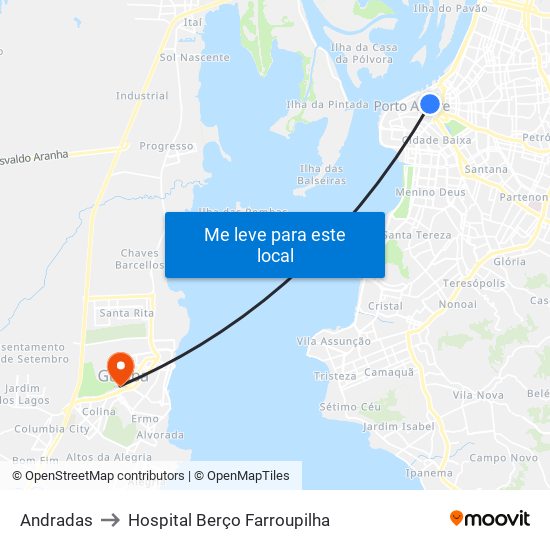 Andradas to Hospital Berço Farroupilha map