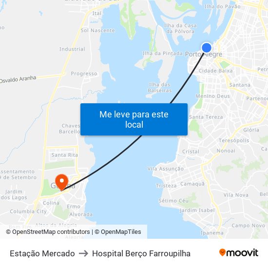 Estação Mercado to Hospital Berço Farroupilha map