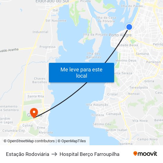 Estação Rodoviária to Hospital Berço Farroupilha map