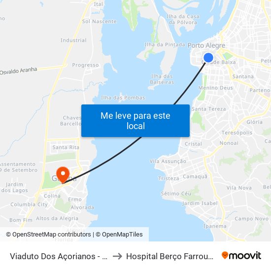 Viaduto Dos Açorianos - Oab to Hospital Berço Farroupilha map