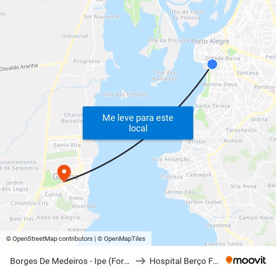 Borges De Medeiros - Ipe (Fora Do Corredor) to Hospital Berço Farroupilha map