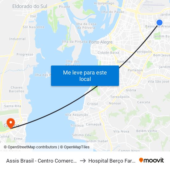Assis Brasil - Centro Comercial [Centro] to Hospital Berço Farroupilha map