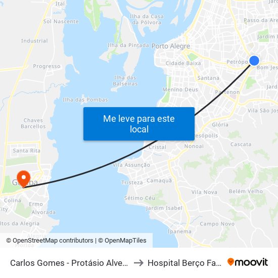 Carlos Gomes - Protásio Alves Sn (Piso 1) to Hospital Berço Farroupilha map