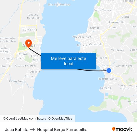 Juca Batista to Hospital Berço Farroupilha map