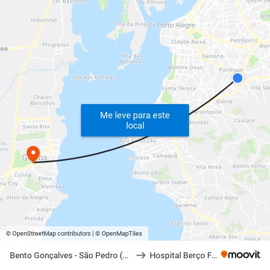 Bento Gonçalves - São Pedro (Fora Do Corredor) to Hospital Berço Farroupilha map