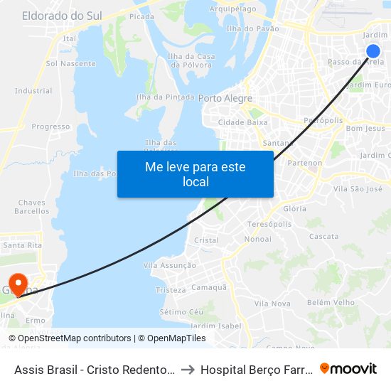 Assis Brasil - Cristo Redentor [Centro] to Hospital Berço Farroupilha map