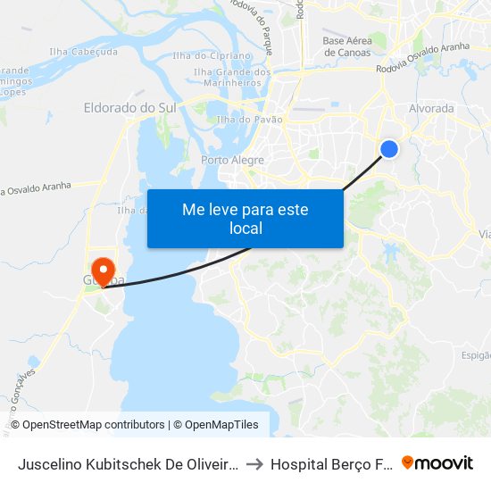 Juscelino Kubitschek De Oliveira - Praça México to Hospital Berço Farroupilha map