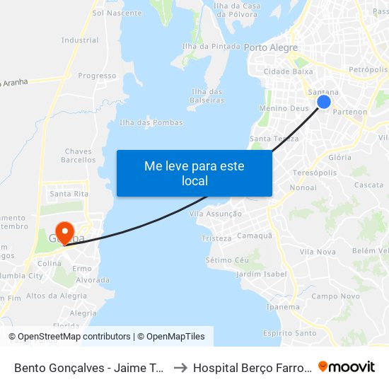 Bento Gonçalves - Jaime Telles Cb to Hospital Berço Farroupilha map