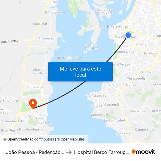 João Pessoa - Redenção Cb to Hospital Berço Farroupilha map