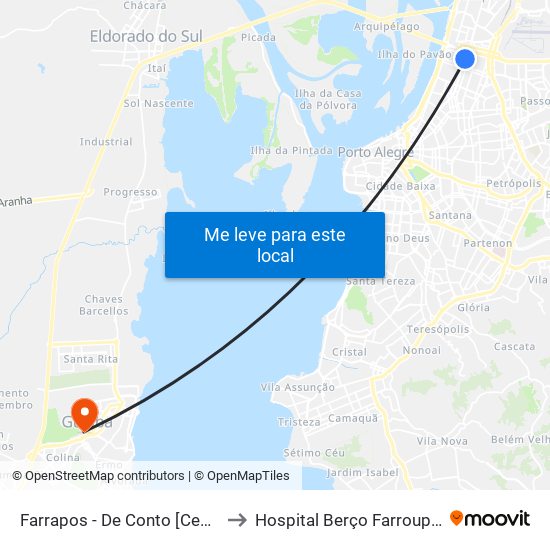 Farrapos - De Conto [Centro] to Hospital Berço Farroupilha map