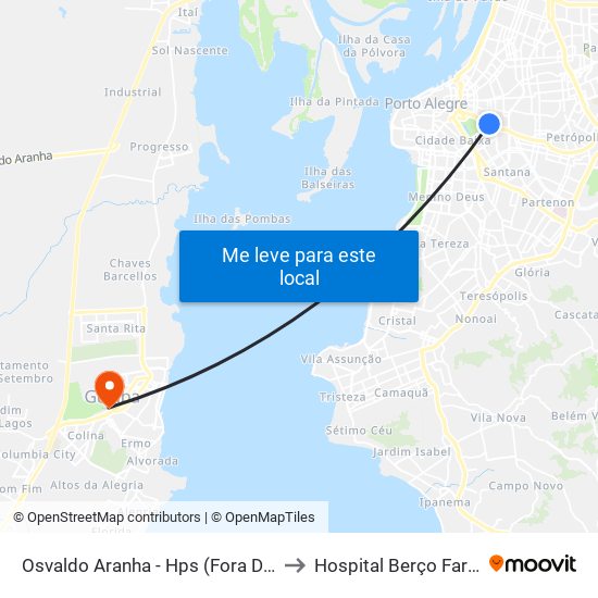 Osvaldo Aranha - Hps (Fora Do Corredor) to Hospital Berço Farroupilha map