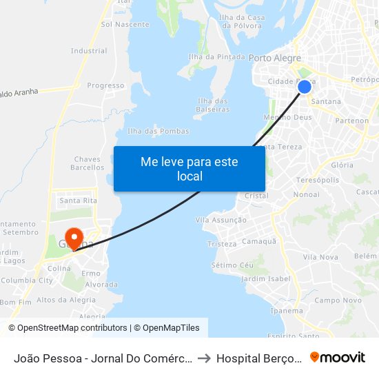 João Pessoa - Jornal Do Comércio (Fora Do Corredor) to Hospital Berço Farroupilha map