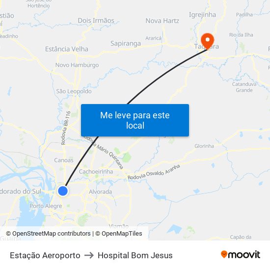 Estação Aeroporto to Hospital Bom Jesus map