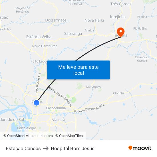 Estação Canoas to Hospital Bom Jesus map