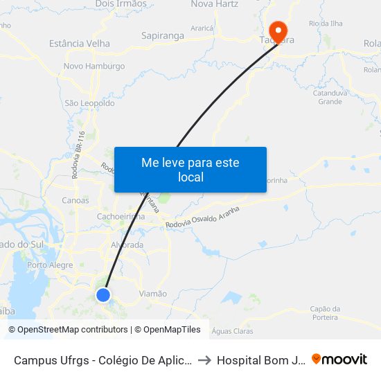 Campus Ufrgs - Colégio De Aplicação Bc to Hospital Bom Jesus map