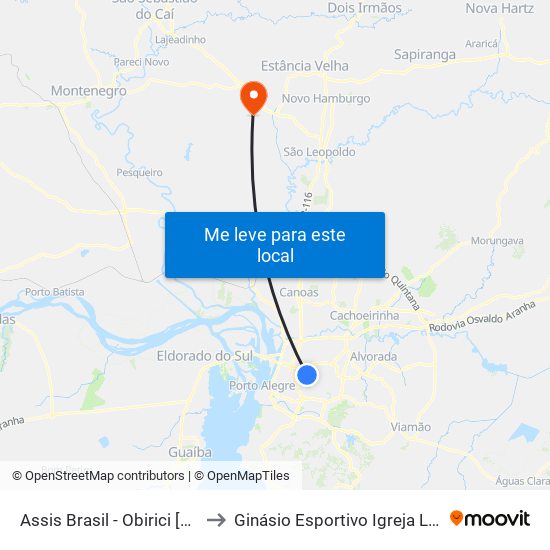 Assis Brasil - Obirici [Centro] to Ginásio Esportivo Igreja Luterana map