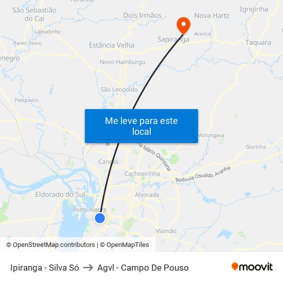 Ipiranga - Silva Só to Agvl - Campo De Pouso map