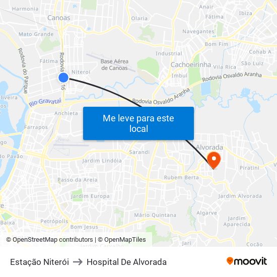 Estação Niterói to Hospital De Alvorada map