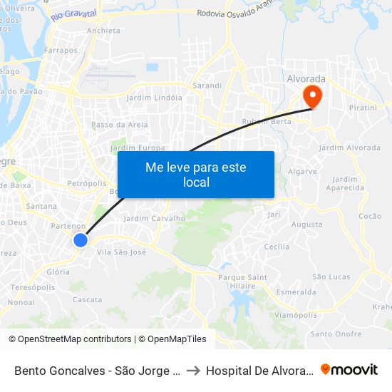 Bento Goncalves - São Jorge Cb to Hospital De Alvorada map