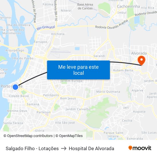Salgado Filho - Lotações to Hospital De Alvorada map