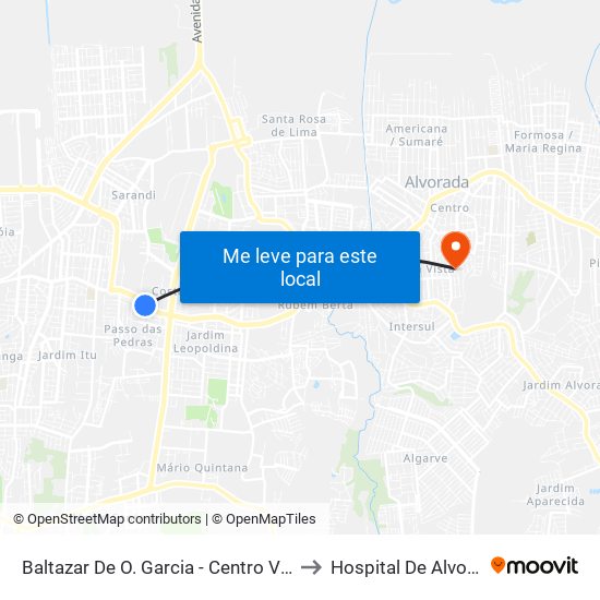 Baltazar De O. Garcia - Centro Vida Cb to Hospital De Alvorada map