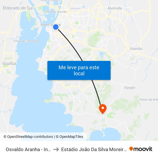 Osvaldo Aranha - Inst. De Educação (Fora Do Corredor) to Estádio João Da Silva Moreira (Ex Antônio Raúl Gonçalves Fraga) (Parque Lami) map