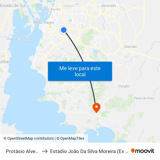 Protásio Alves - Col. Santa Inês Cb to Estádio João Da Silva Moreira (Ex Antônio Raúl Gonçalves Fraga) (Parque Lami) map