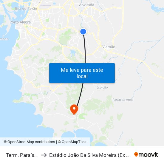 Term. Paraíso - Passo Dorneles to Estádio João Da Silva Moreira (Ex Antônio Raúl Gonçalves Fraga) (Parque Lami) map