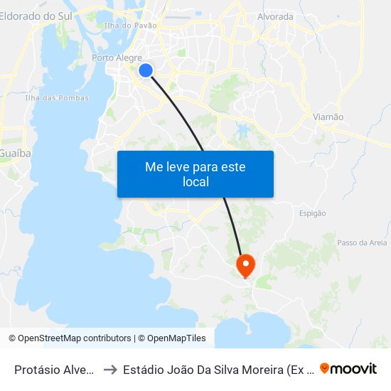 Protásio Alves - Col. Americano Cb to Estádio João Da Silva Moreira (Ex Antônio Raúl Gonçalves Fraga) (Parque Lami) map