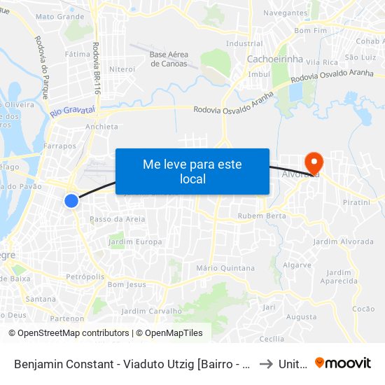 Benjamin Constant - Viaduto Utzig [Bairro - Bc] to Uniter map
