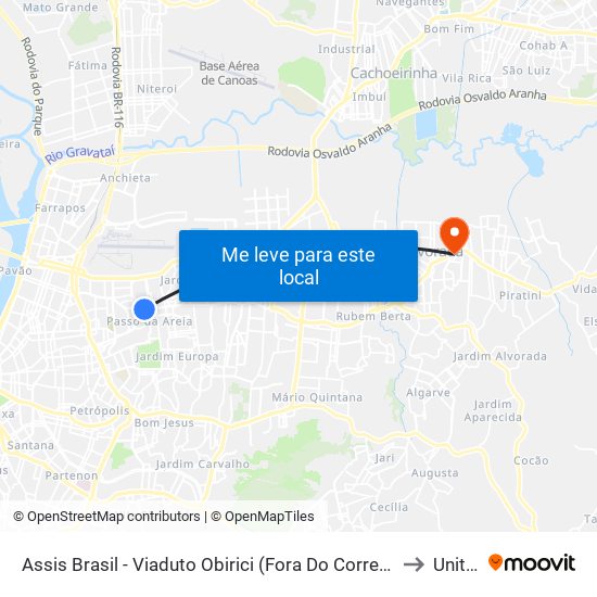 Assis Brasil - Viaduto Obirici (Fora Do Corredor) to Uniter map