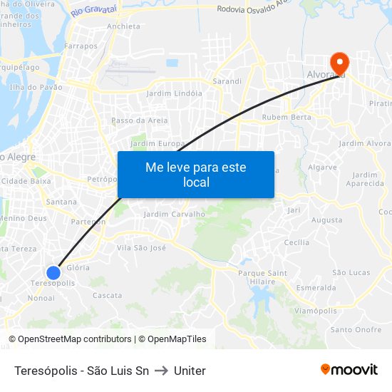 Teresópolis - São Luis Sn to Uniter map