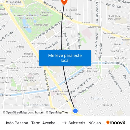 João Pessoa - Term. Azenha (Fora Do Corredor) to Suksteris - Núcleo De Medicina map