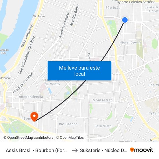 Assis Brasil - Bourbon (Fora Do Corredor) to Suksteris - Núcleo De Medicina map